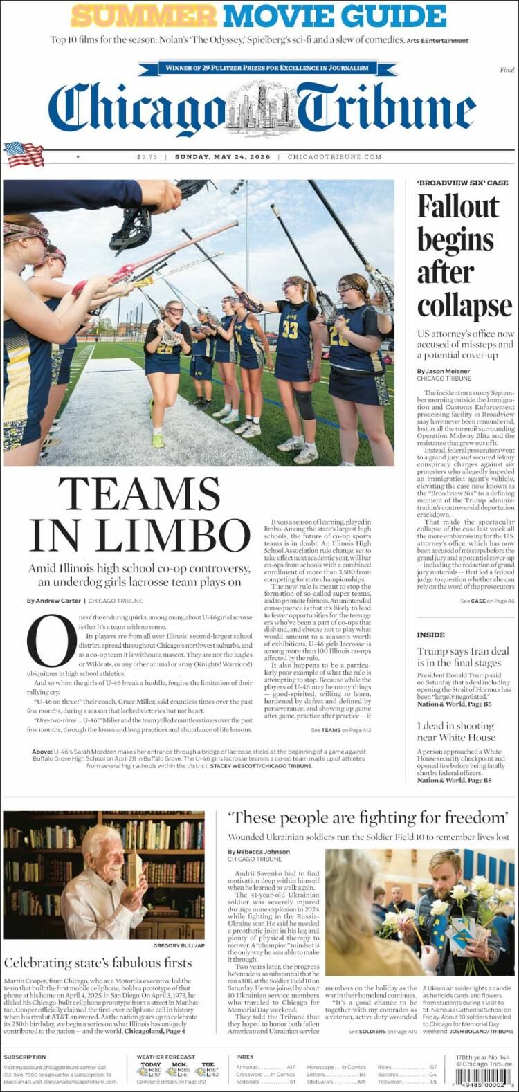 Portada de Chicago Tribune (USA)