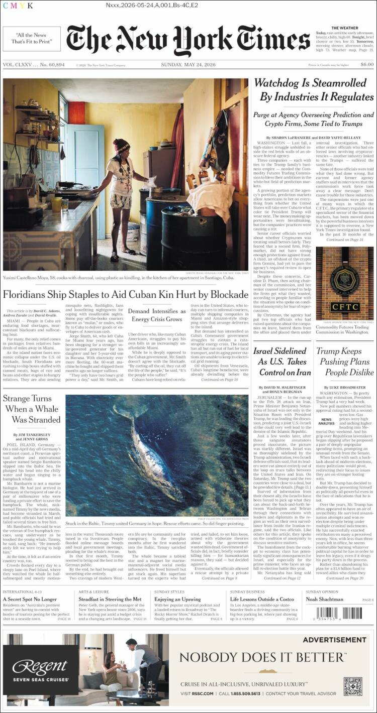 Portada de New York Times (USA)