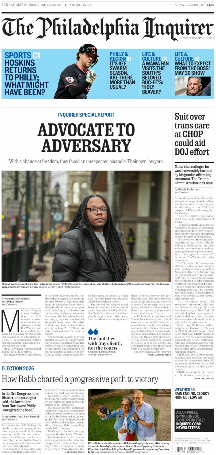 Portada de Philadelphia Inquirer (USA)