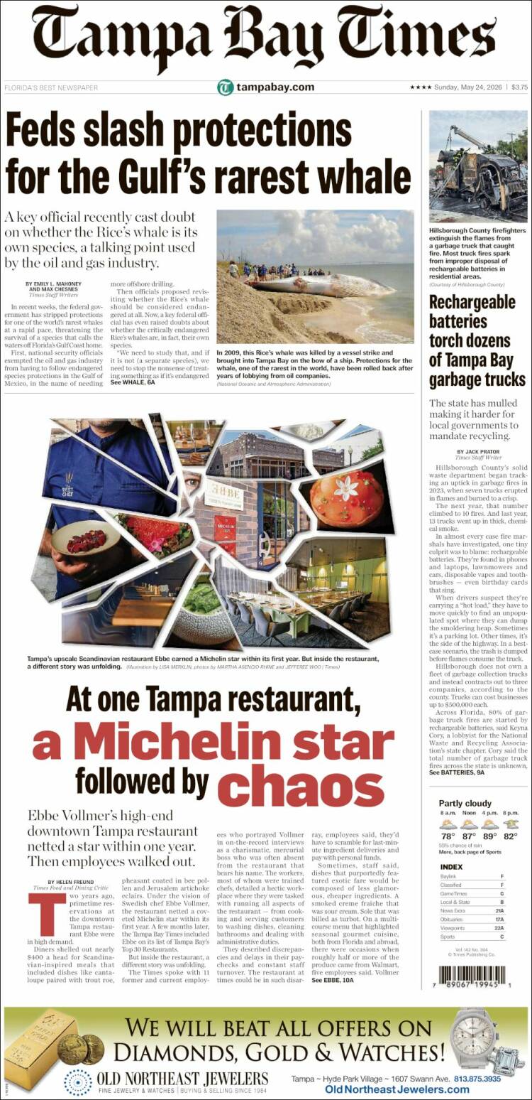 Portada de Tampa Bay Times (USA)