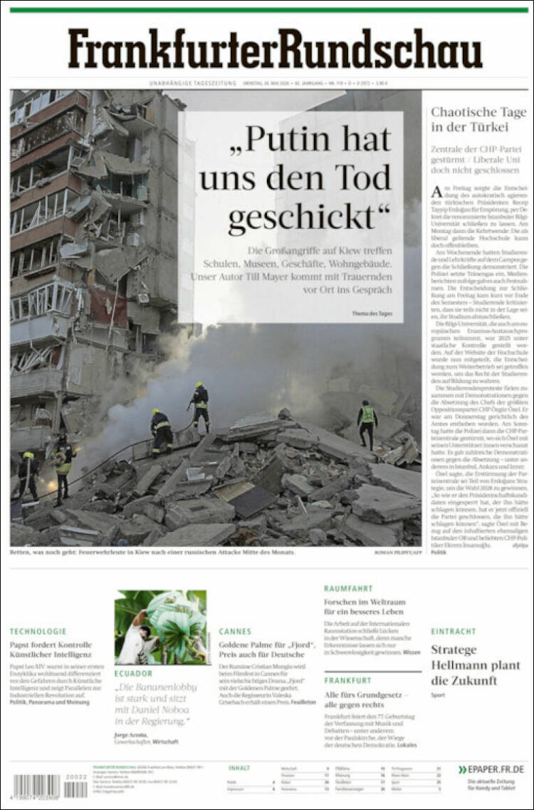 Portada de Frankfurter Rundschau (Alemania)