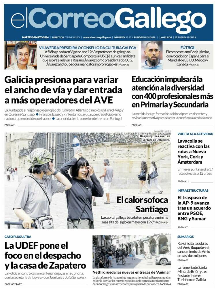 Portada de El Correo Gallego (España)