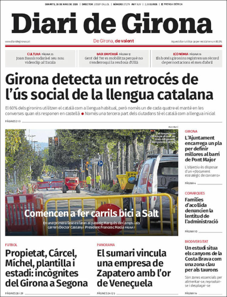 Portada de Diari de Girona (España)