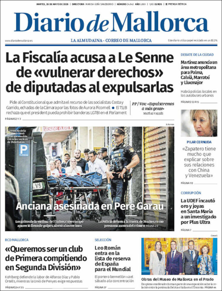 Portada de Diario de Mallorca (España)