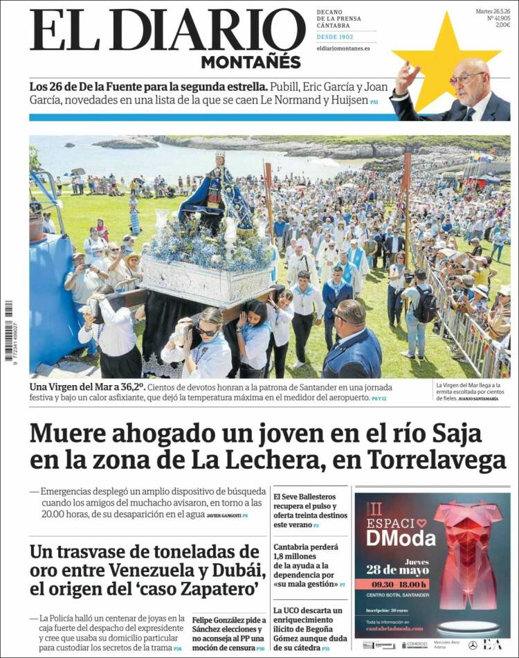 Portada de El Diario Montañés (España)