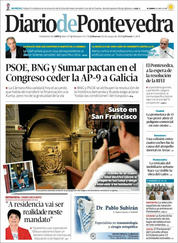 Portada de Diario de Pontevedra (España)