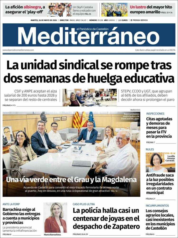 Portada de El Periódico Mediterraneo (España)