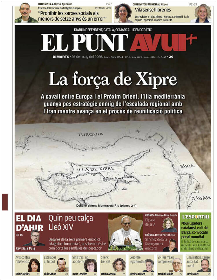 Portada de El Punt Avui (España)