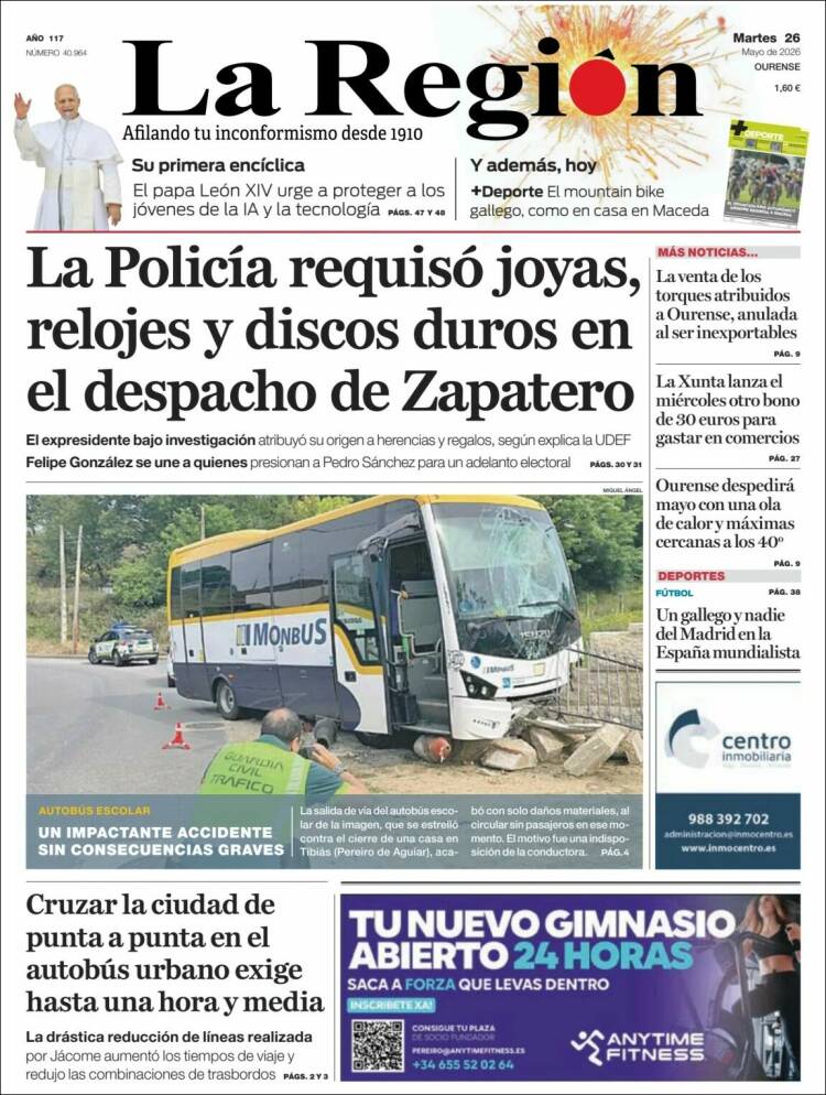 Portada de La Región de Ourense (España)