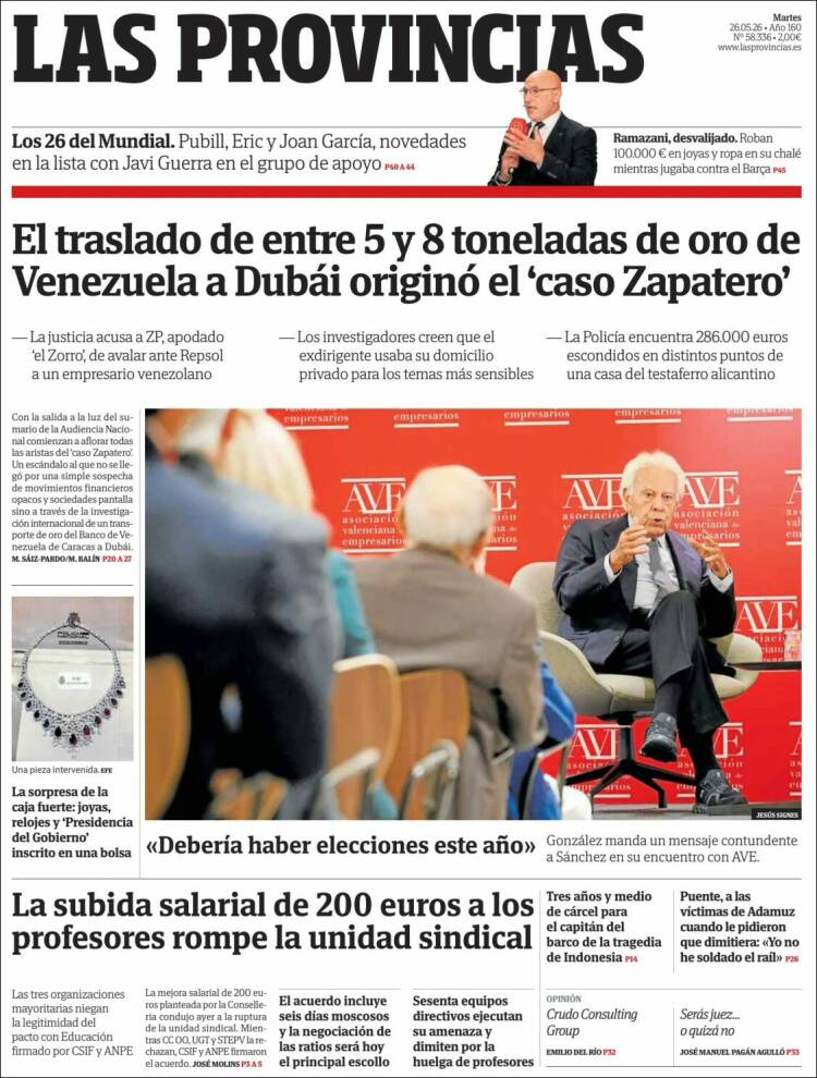 Portada de Las Provincias (España)