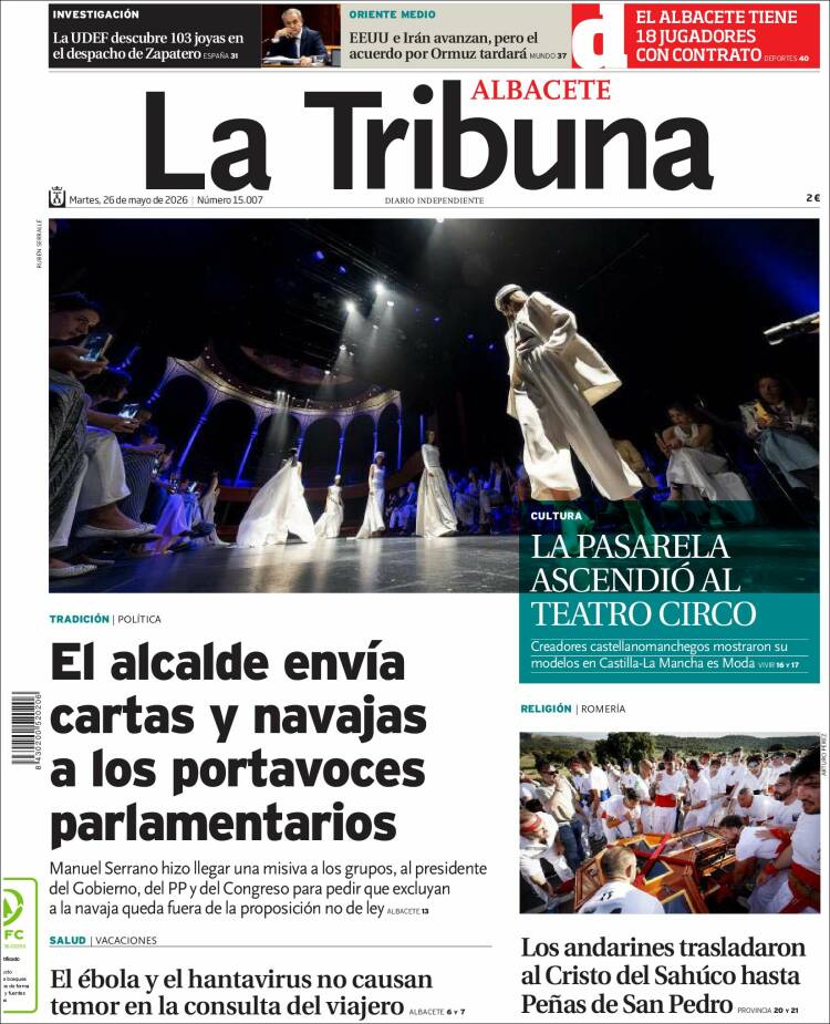 Portada de La Tribuna de Albacete (España)