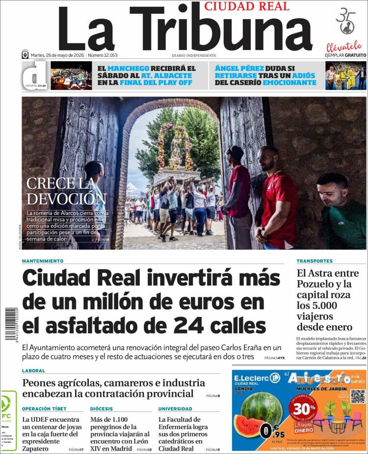 Portada de La Tribuna de Ciudad Real (España)