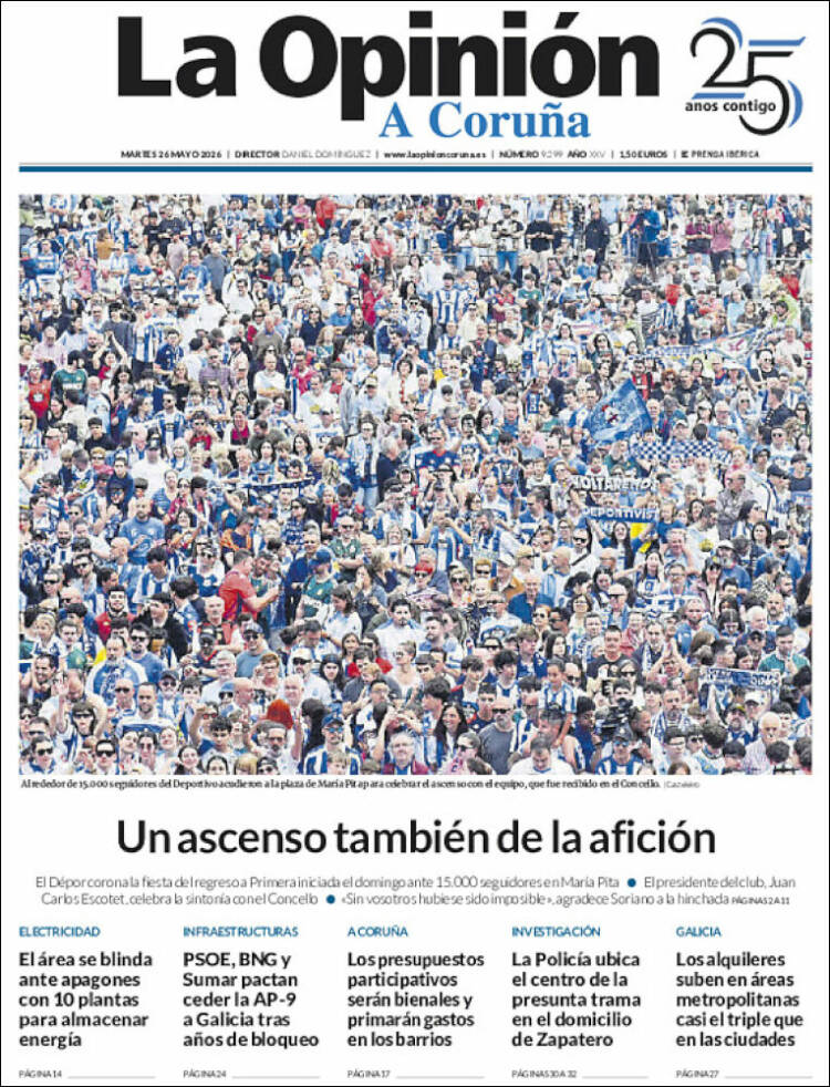 Portada de La Opinión de A Coruña (España)