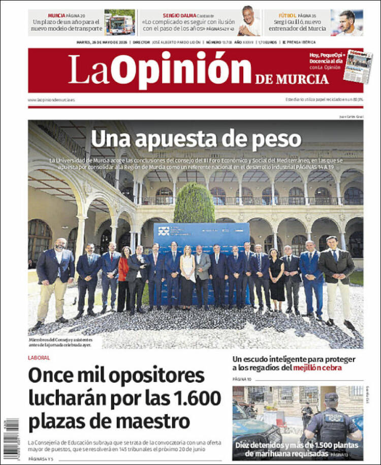 Portada de La Opinión de Murcia (España)