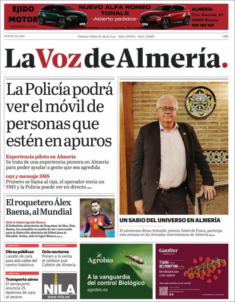 Portada de La Voz de Almería (España)