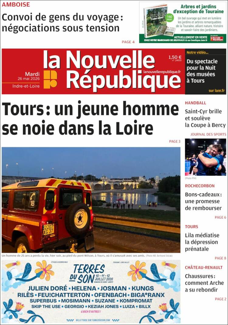 Portada de La Nouvelle Republique (Francia)