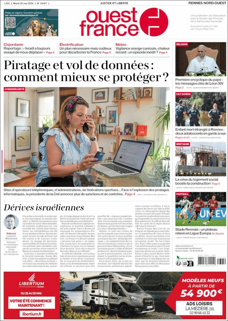 Portada de Ouest France (Francia)