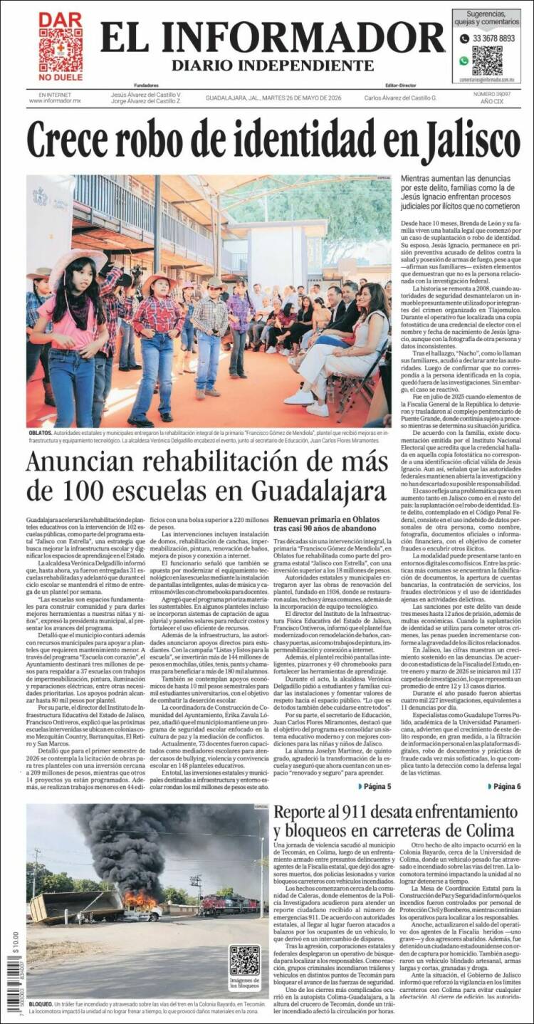 Portada de El Informador (México)