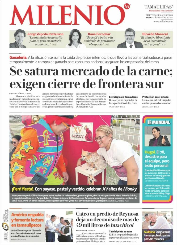 Portada de Milenio - Tamaulipas (México)