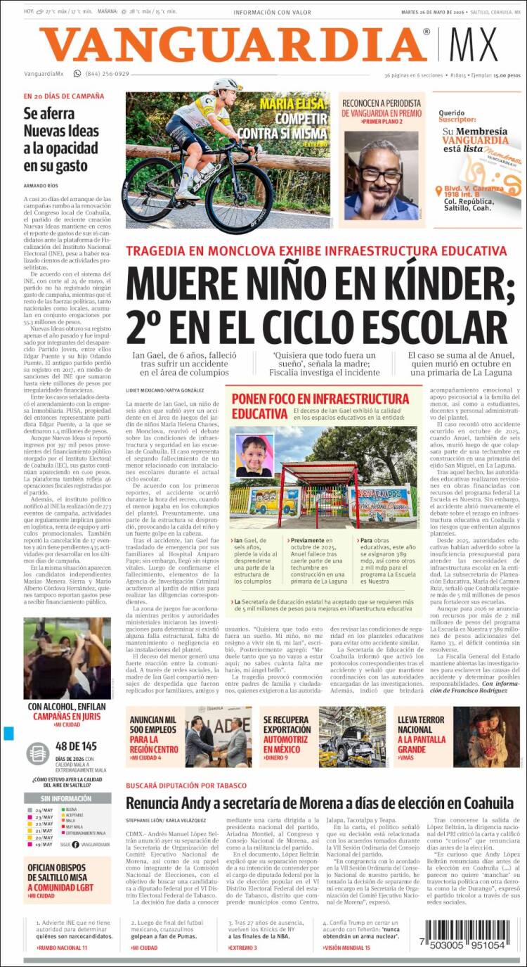 Portada de Vanguardia (México)