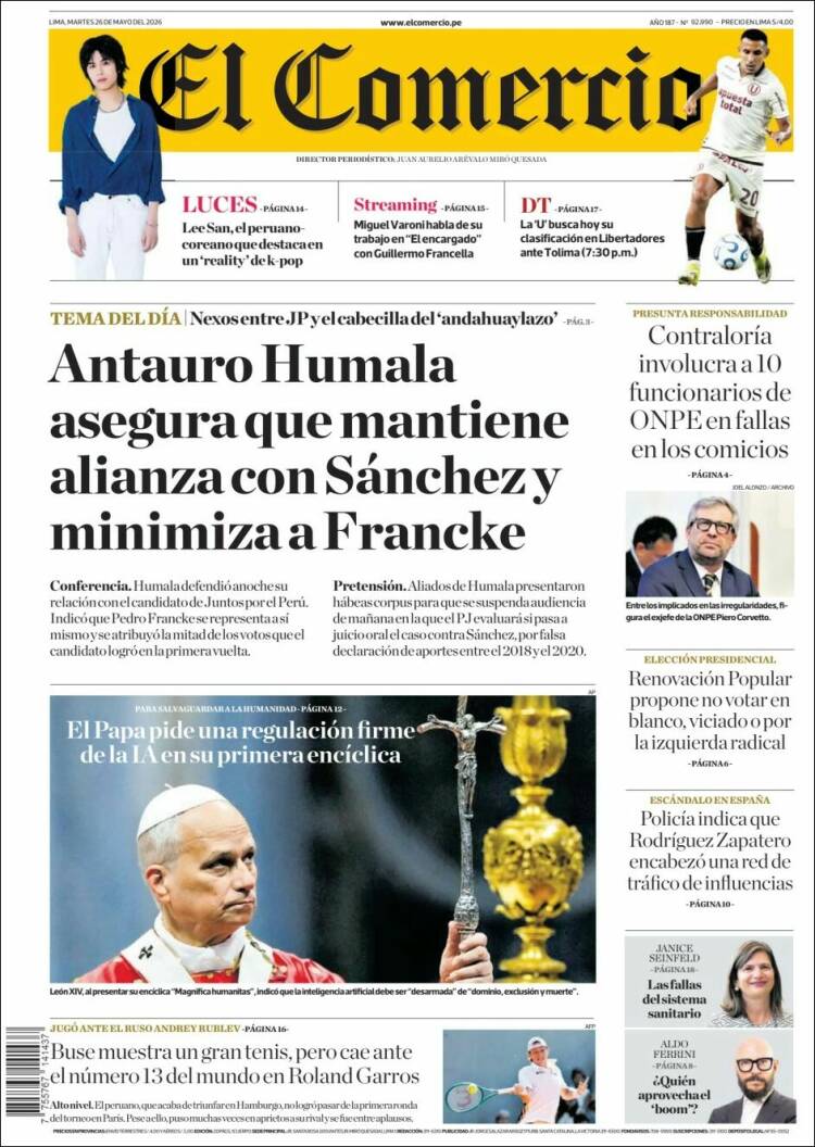 Portada de El Comercio (Perú)