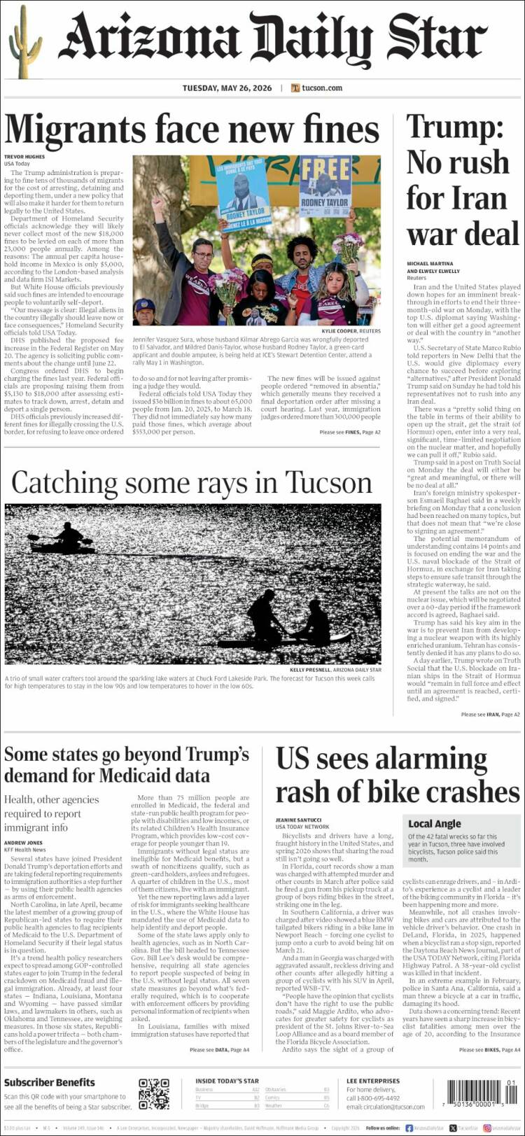 Portada de Arizona Daily Star (USA)