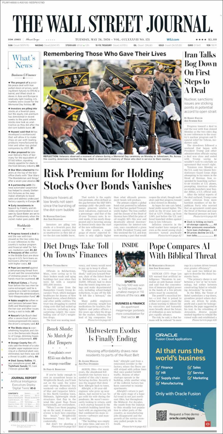 Portada de Wall Street Journal (USA)