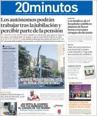 Portada de 20 Minutos - Madrid (España)