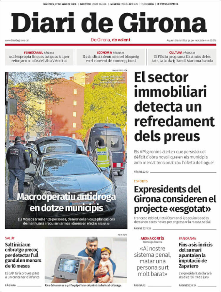 Portada de Diari de Girona (España)