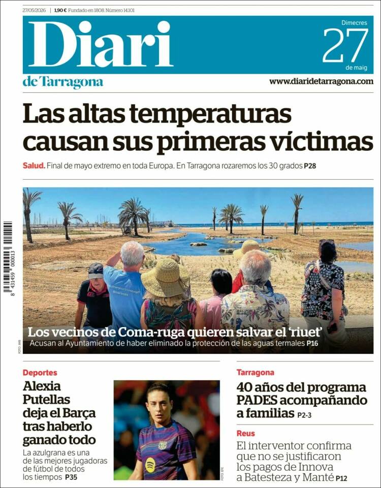 Portada de Diari de Tarragona (España)