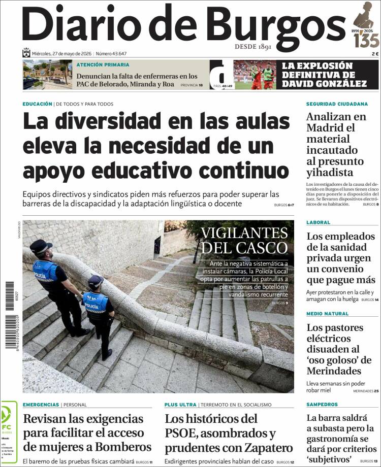 Portada de Diario de Burgos (España)
