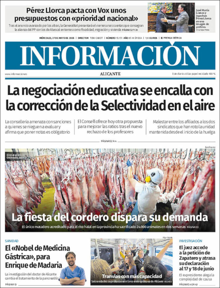 Portada de Diario Información (España)