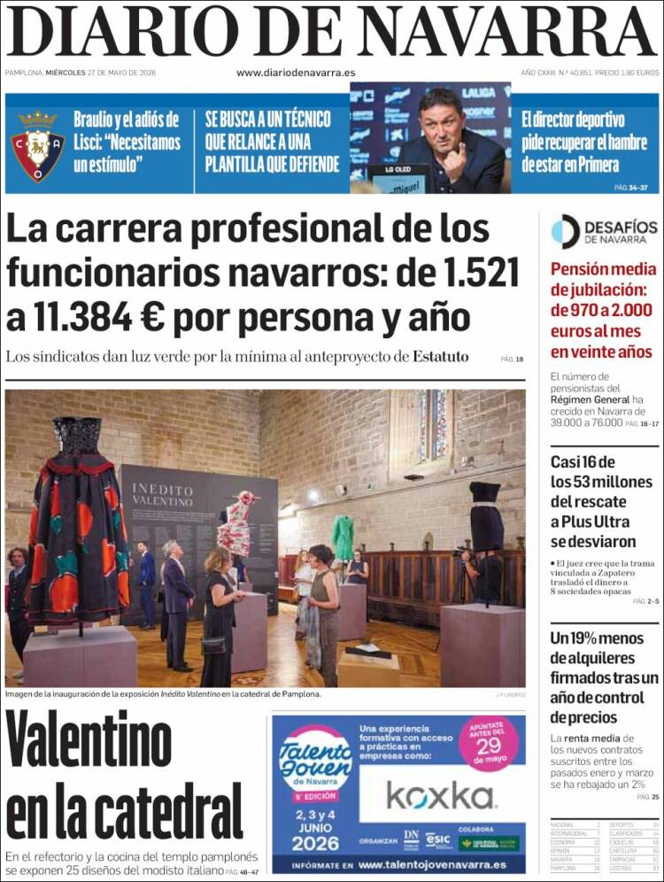 Portada de Diario de Navarra (España)