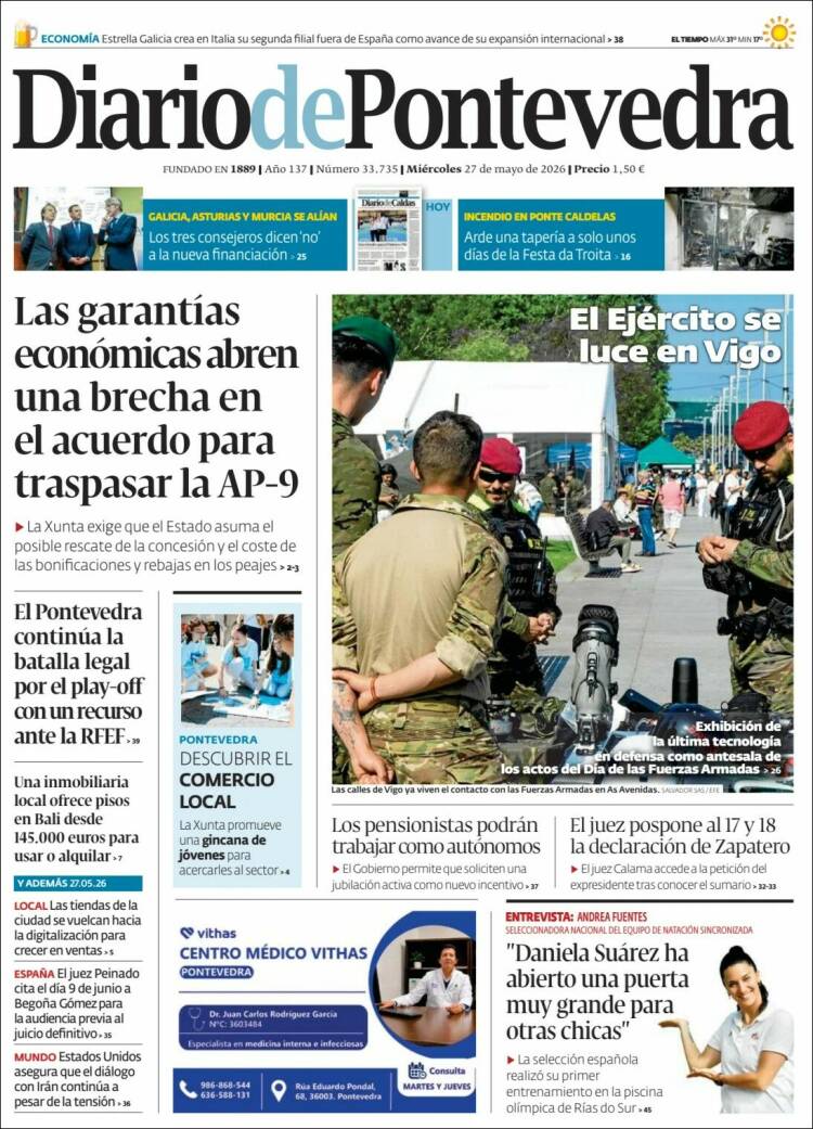 Portada de Diario de Pontevedra (España)