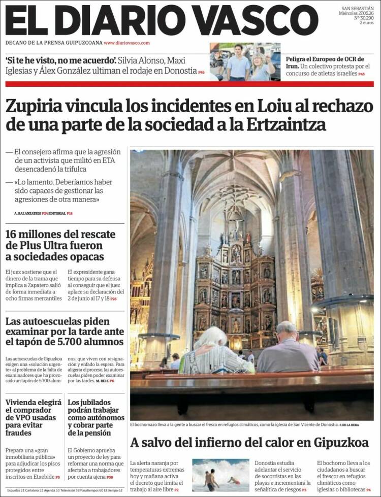 Portada de Diario Vasco (España)