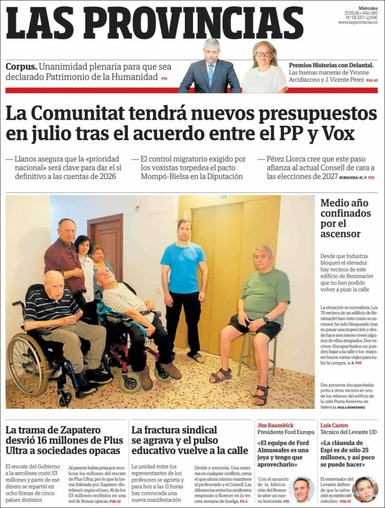 Portada de Las Provincias (España)