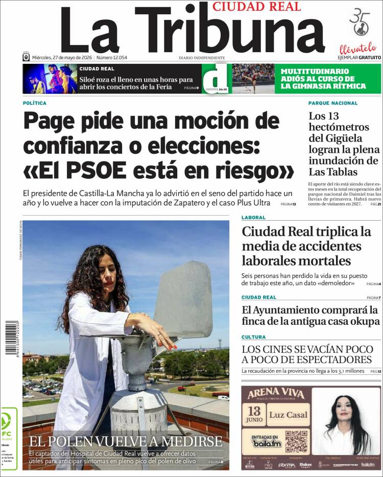 Portada de La Tribuna de Ciudad Real (España)