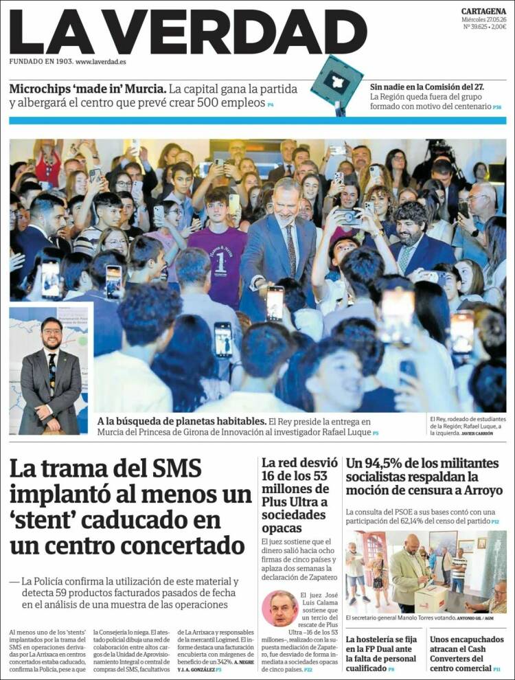 Portada de La Verdad de Cartagena (España)