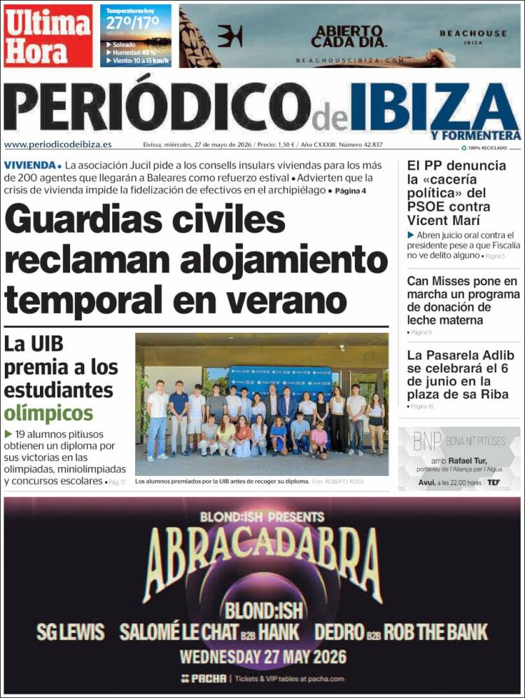 Portada de Periódico de Ibiza (España)
