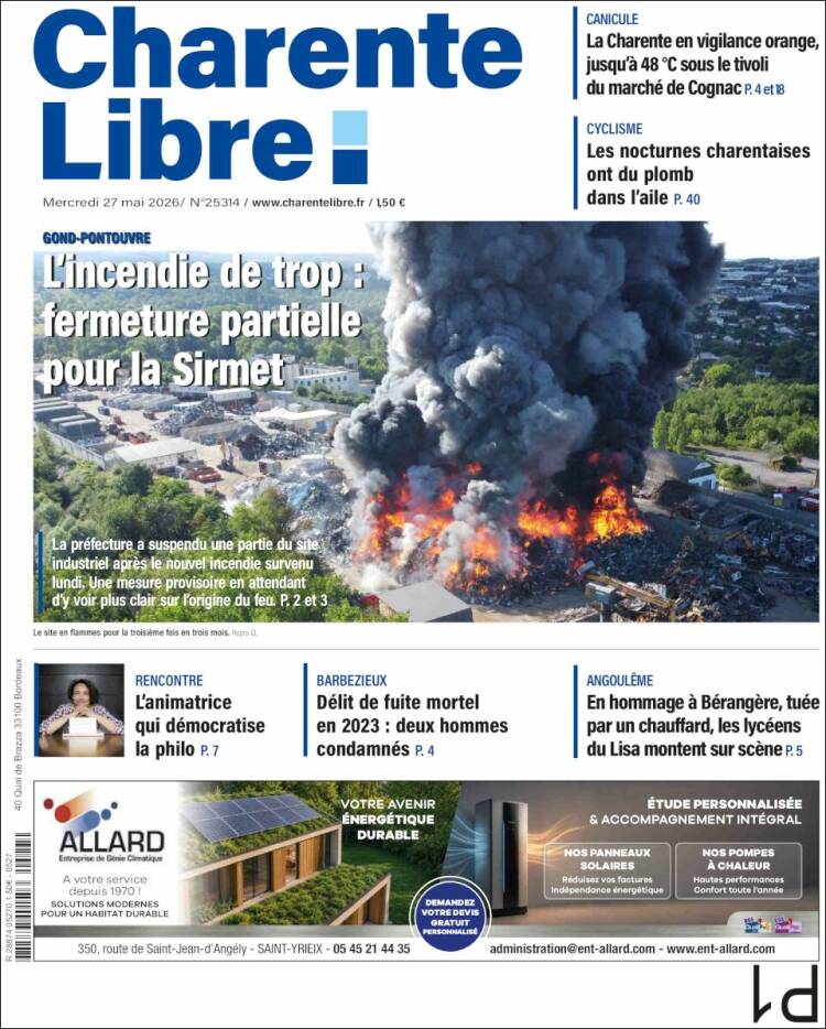 Portada de Charente Libre (Francia)