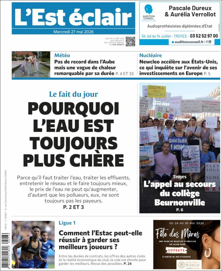 Portada de L'Est Eclair (Francia)