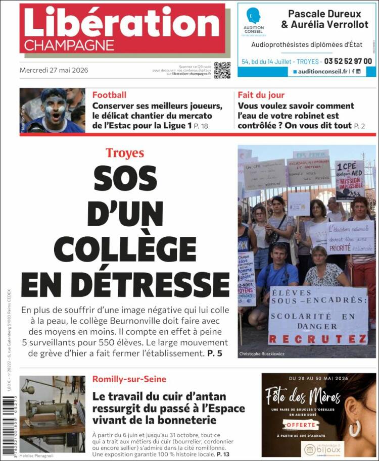 Portada de Libération Champagne (Francia)