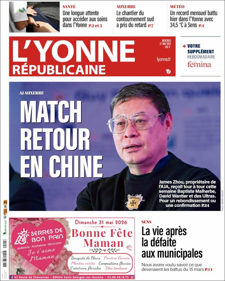 Portada de L'Yonne-Républicaine (Francia)