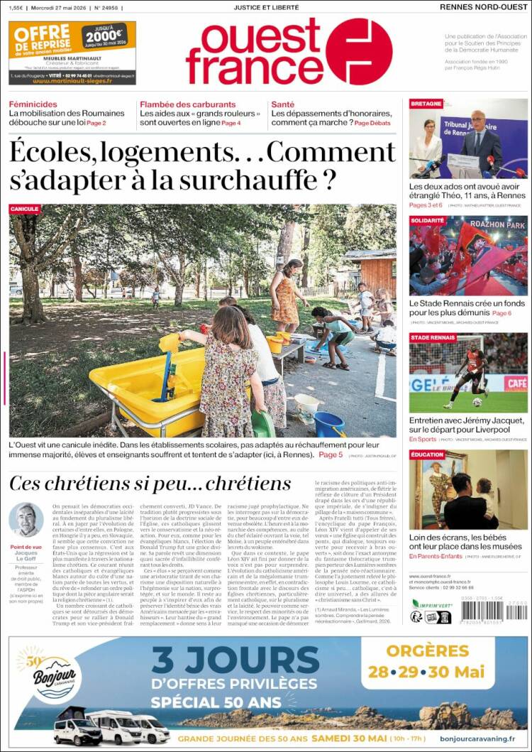 Portada de Ouest France (Francia)