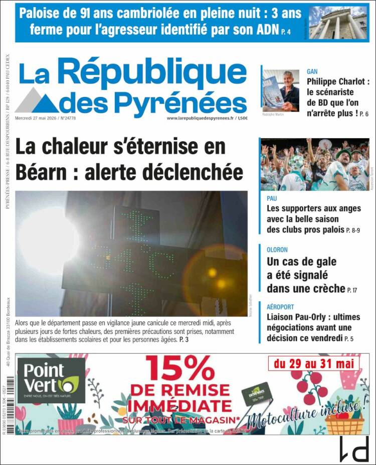 Portada de La République des Pyrénées (Francia)
