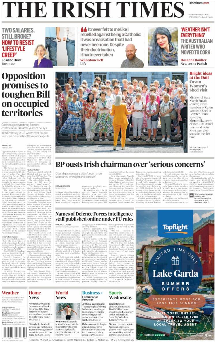Portada de Irish Times (Irlanda)