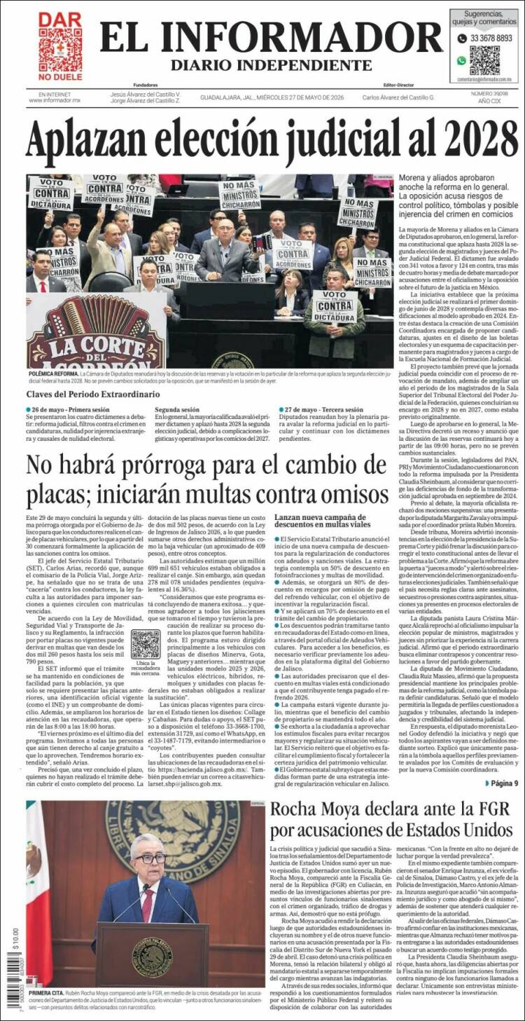 Portada de El Informador (México)