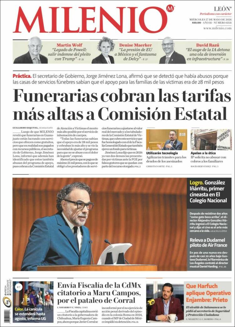 Portada de Milenio de León (México)