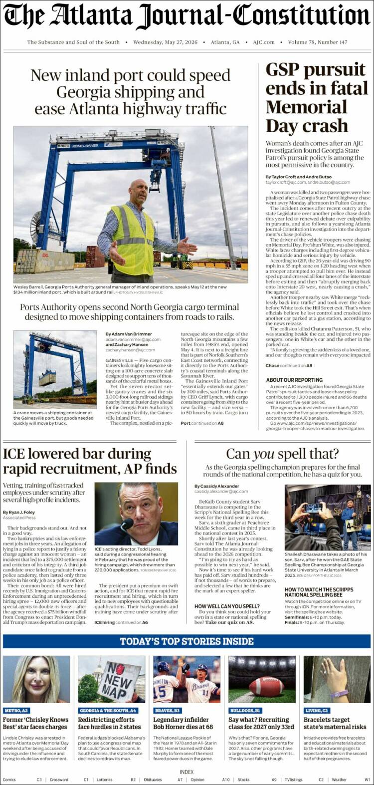 Portada de The Atlanta Journal-Constitution (USA)