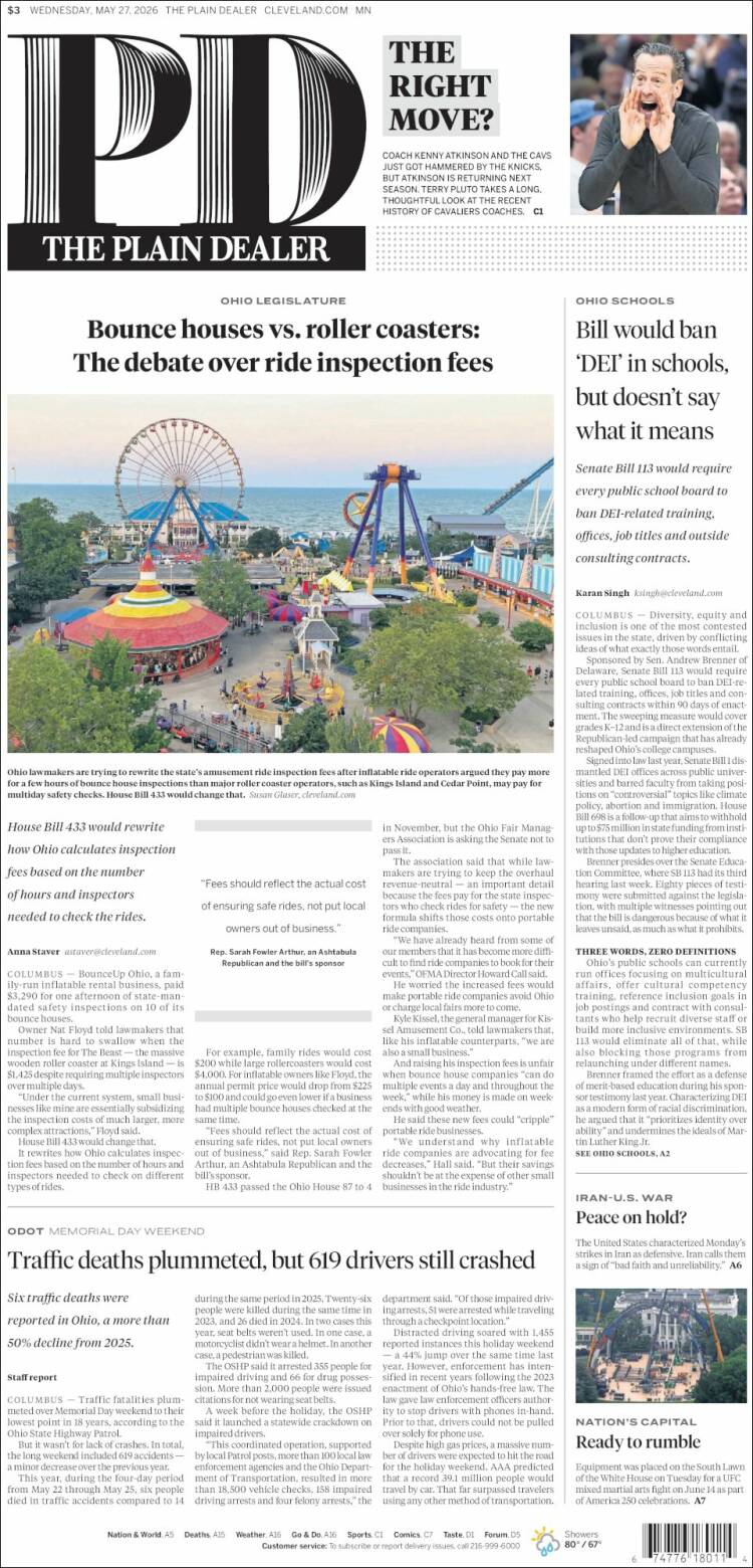 Portada de The Plain Dealer (USA)
